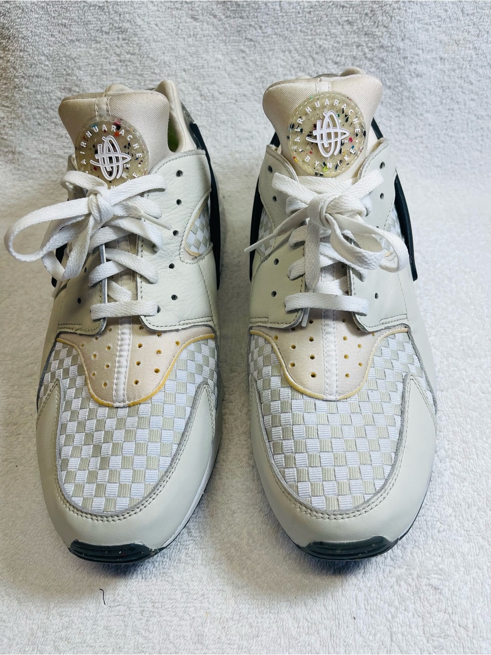 Nike Air Huarache Crater Premium Light Bone/White Check Sneakers Men’s Sz 13